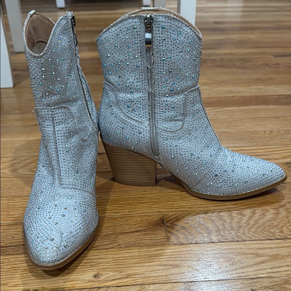 Women's Rhinestone Embellished Ankle Boots